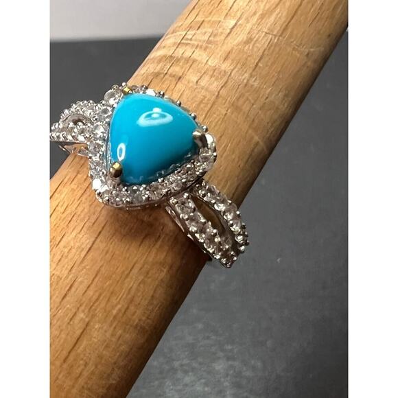 Chuck Clemency Sleeping Beauty turquoise ring in platinum over 925 silver size 8 - Picture 2 of 11